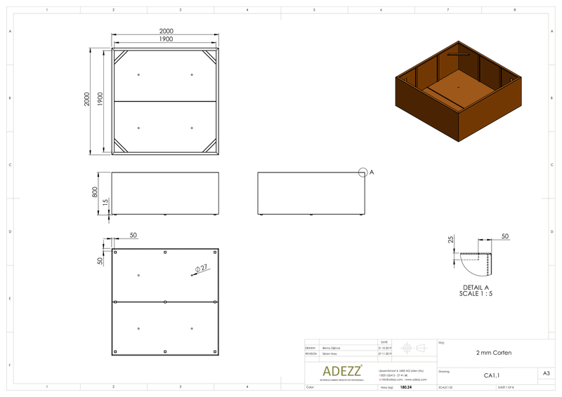 Adezz Corten Planter Carrez Standard