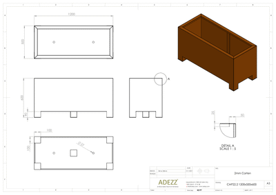 Adezz Corten Carrez with Feet Planter