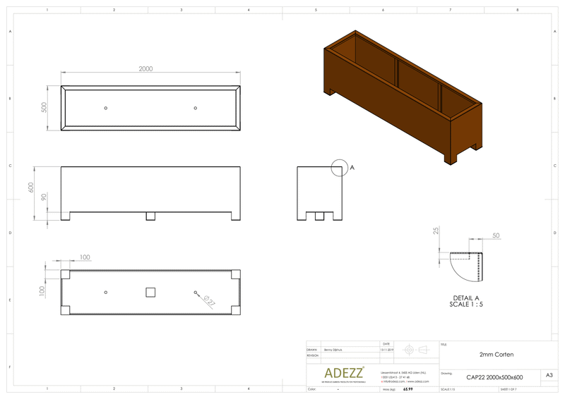 Adezz Corten Carrez with Feet Planter