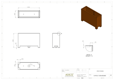 Adezz Corten Carrez with Feet Planter