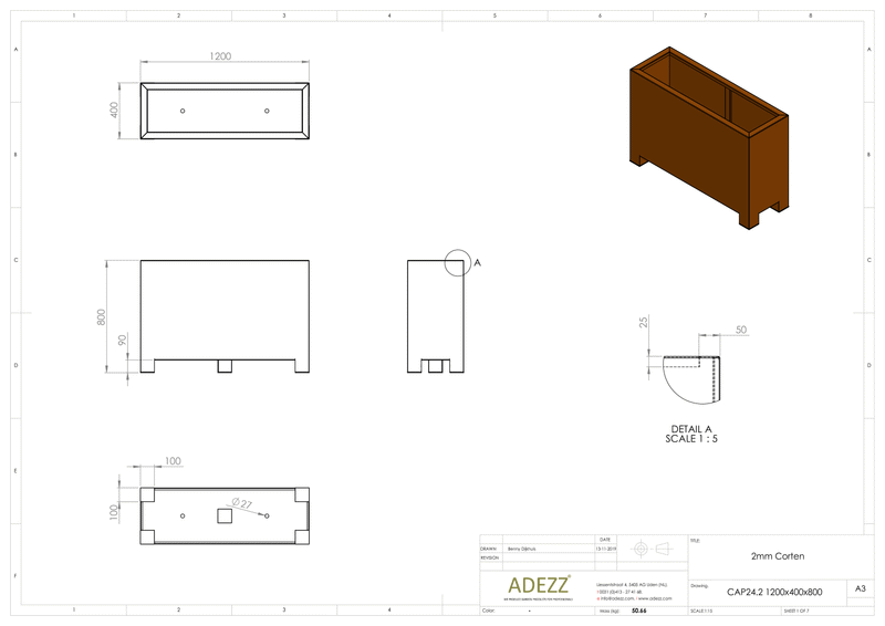 Adezz Corten Carrez with Feet Planter