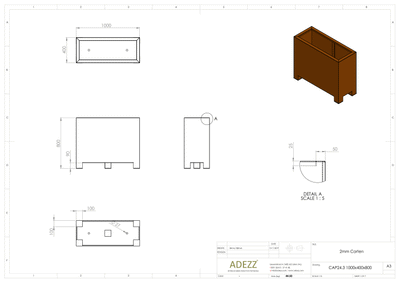 Adezz Corten Carrez with Feet Planter