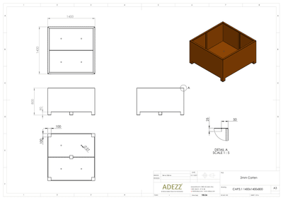 Adezz Corten Carrez with Feet Planter