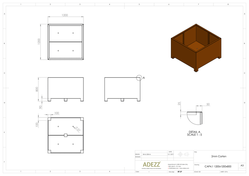 Adezz Corten Carrez with Feet Planter