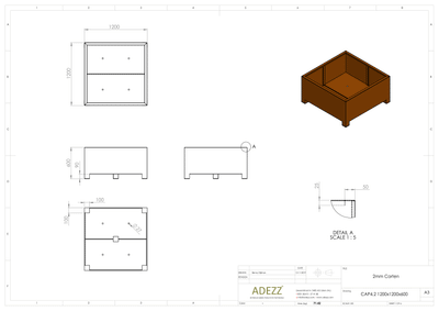 Adezz Corten Carrez with Feet Planter