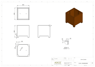 Adezz Corten Carrez with Feet Planter