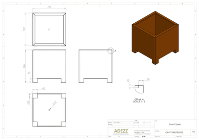 Adezz Corten Carrez with Feet Planter