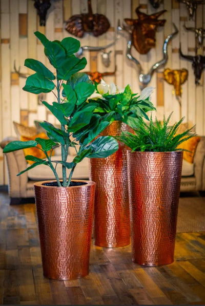 Hammered Copper Planter Contemporary Planters